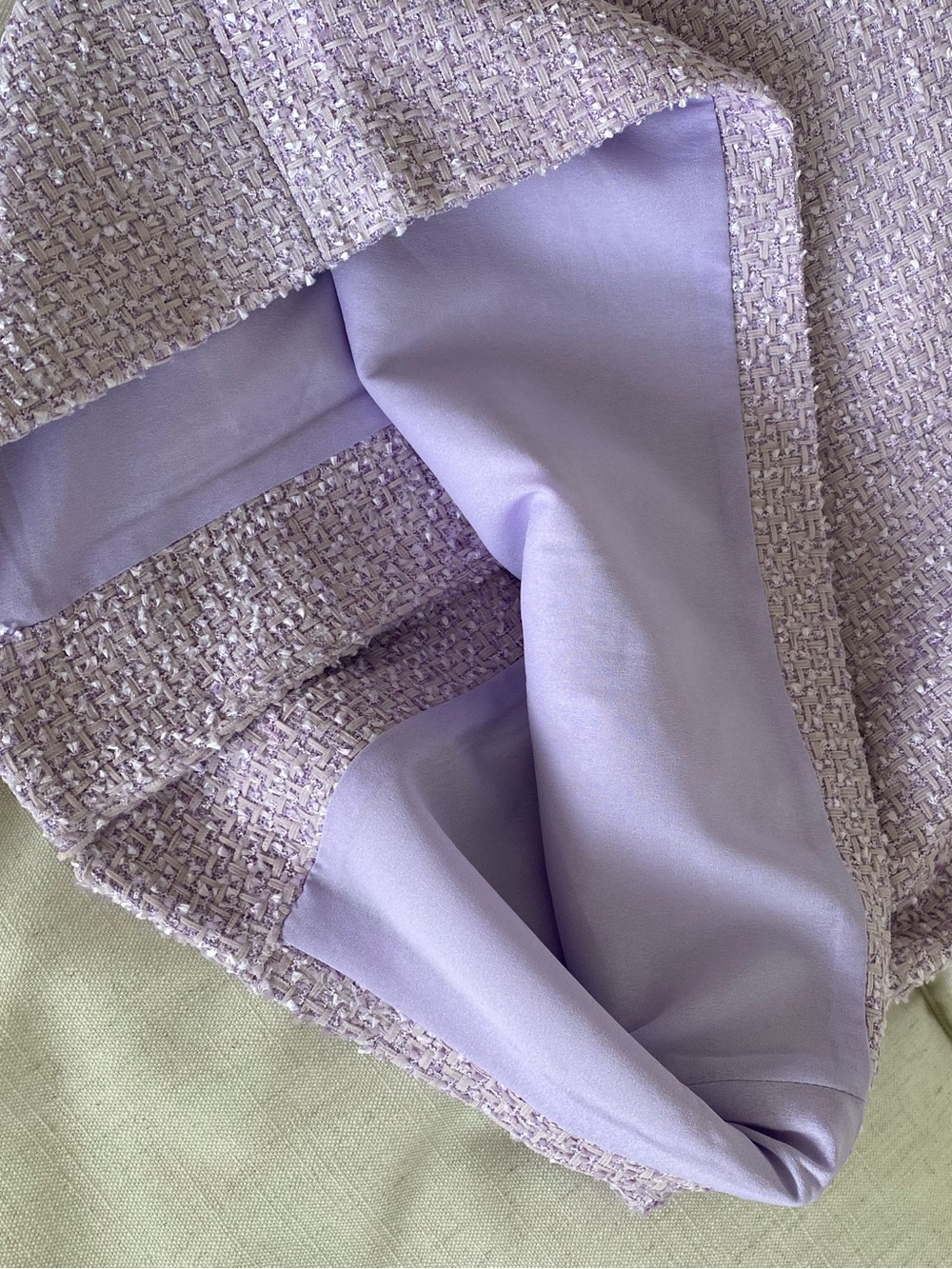 Sleeveless Lavender Tweed Button-Front Dress - Picture 5 of 7
